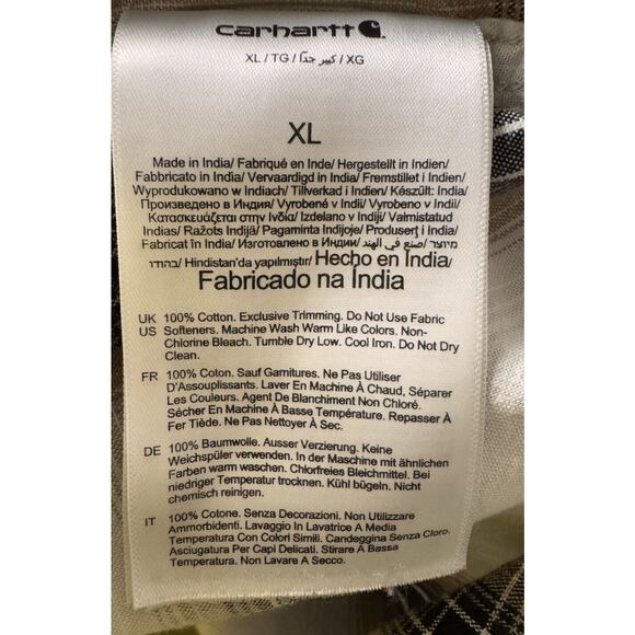 Carhartt Mens Brown Plaid Loose Fit Midweight Shirt Sleeve Button Down Shirt XL - Picture 6 of 6